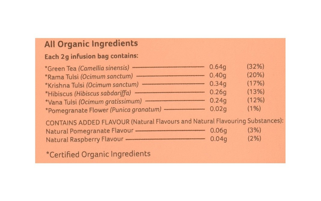 Organic India Tulsi Green Tea Pomegranate   Box  25 pcs